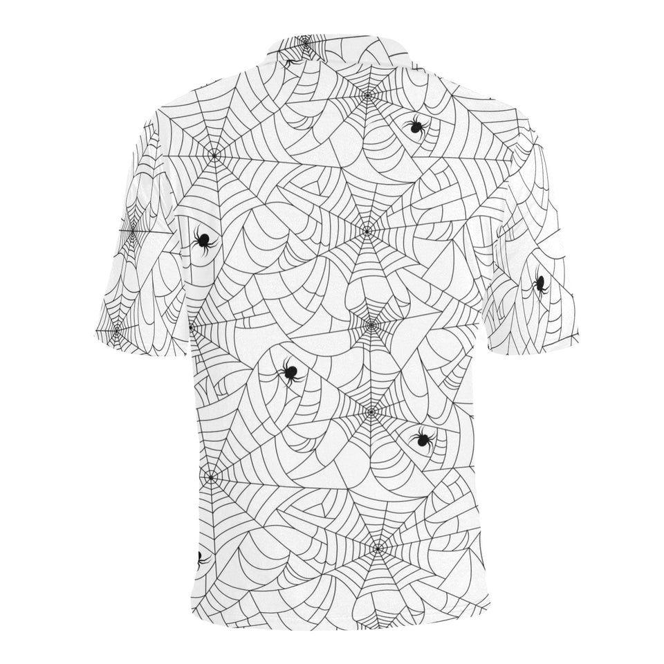 Spider web cobweb pattern white background Men's All Over Print Polo Shirt