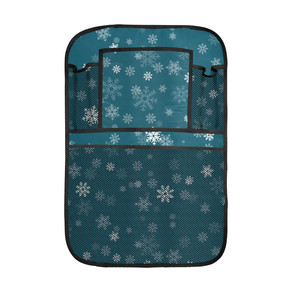 Snowflake pattern dark background Car Seat Back Organizer
