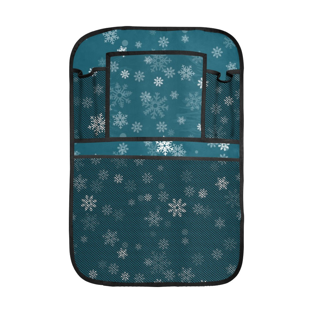Snowflake pattern dark background Car Seat Back Organizer