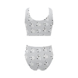 Bull Terrier Pattern Print Design 01 Chest Bowknot High Waisted Bikini Swimsuit