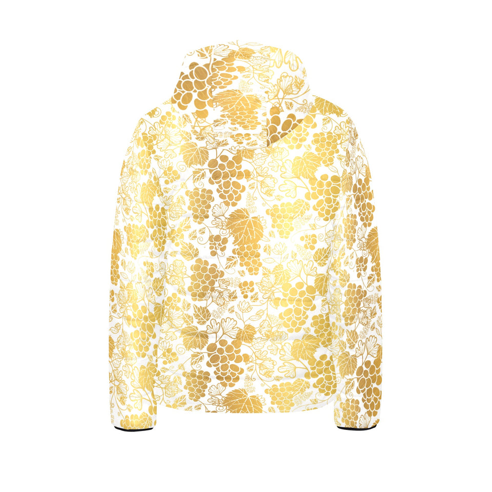 Gold grape pattern Kids' Boys' Girls' Padded Hooded Jacket