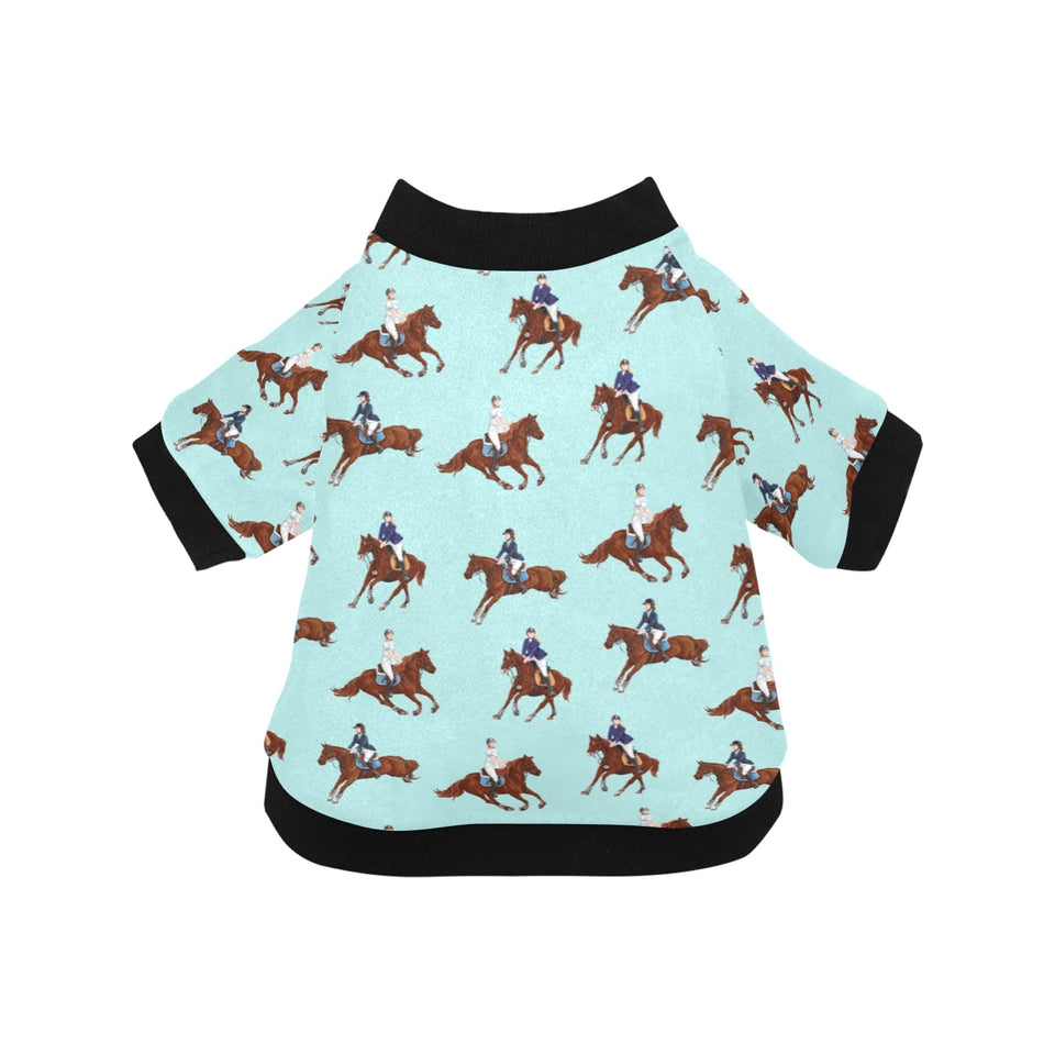 Horses running horses rider pattern All Over Print Pet Dog Round Neck Fuzzy Shirt