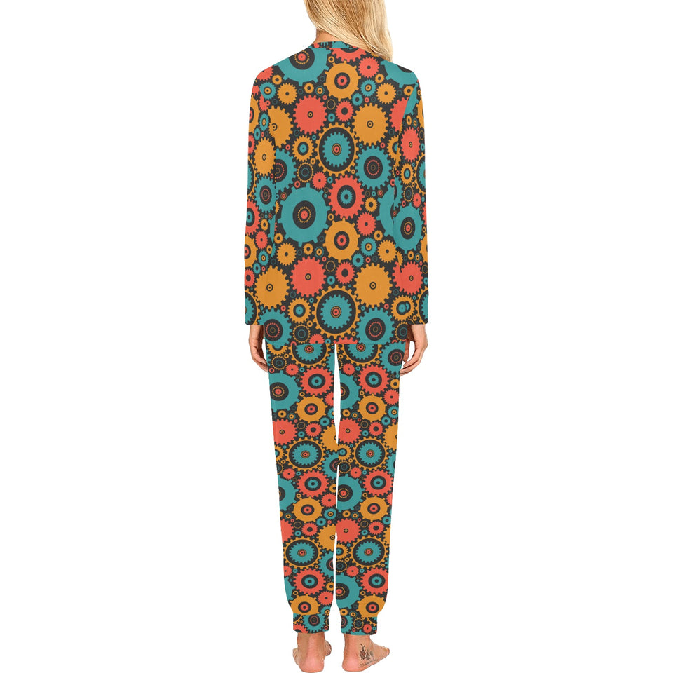 Gear Pattern Print Design 01 Women's All Over Print Pajama Set