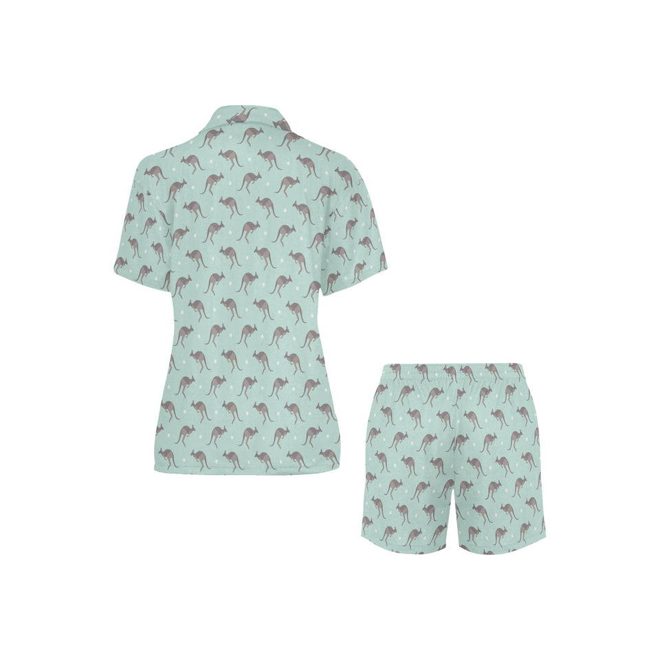 Kangaroo pattern background Women's V-Neck Short Pajama Set
