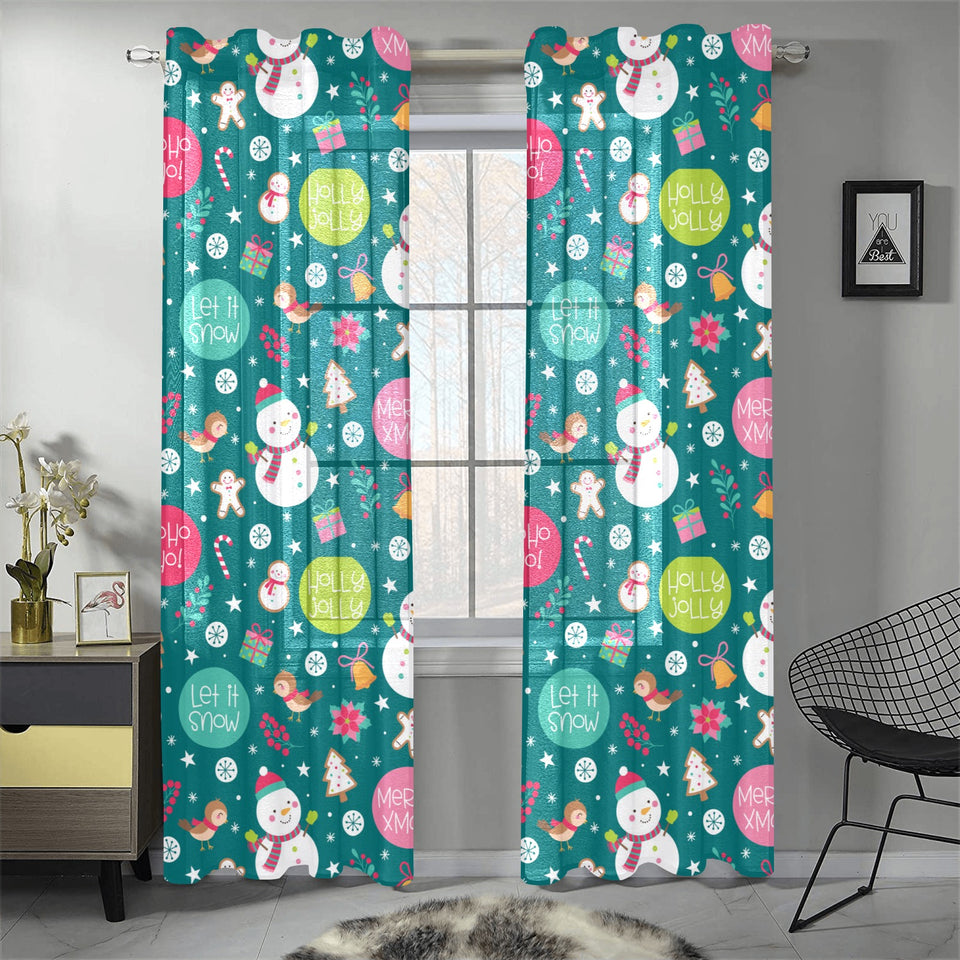 Snowman bird decorative elements christmas pattern Gauze Curtain