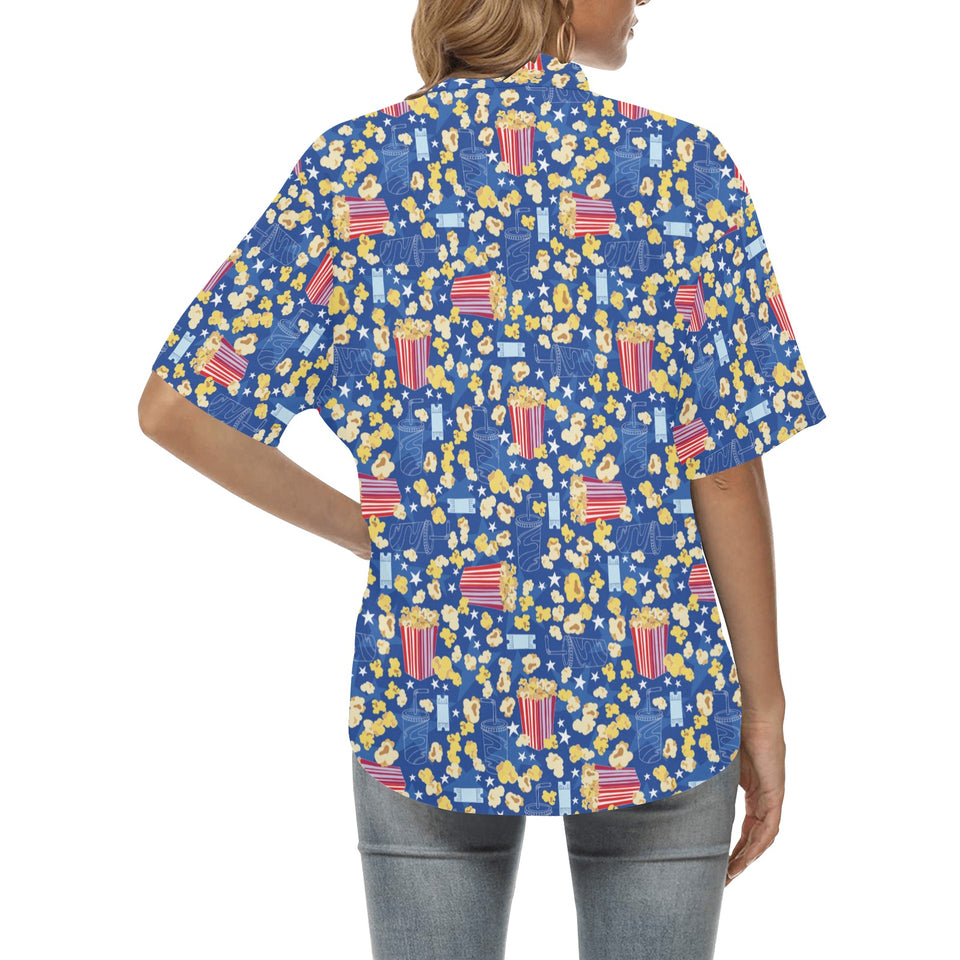 Popcorn Pattern Print Design 01 Women's All Over Print Hawaiian Shirt