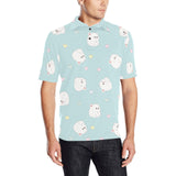 White cute hamsters heart pattern Men's All Over Print Polo Shirt