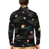 space pattern Men's Long Sleeve Polo Shirt