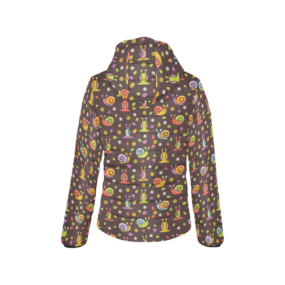 Snail Pattern Print Design 02 Women's Padded Hooded Jacket