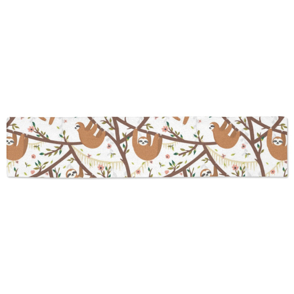 Sloths hanging on the tree pattern Table Runner