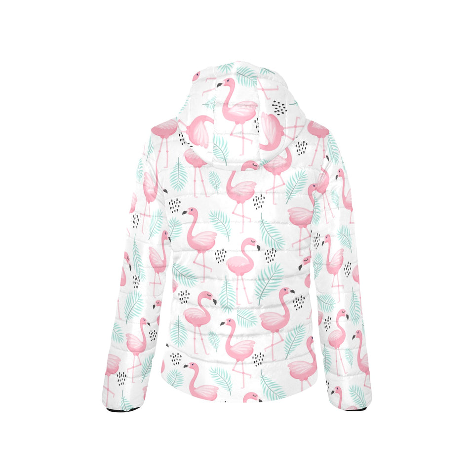 Cute flamingo pattern Women's Padded Hooded Jacket