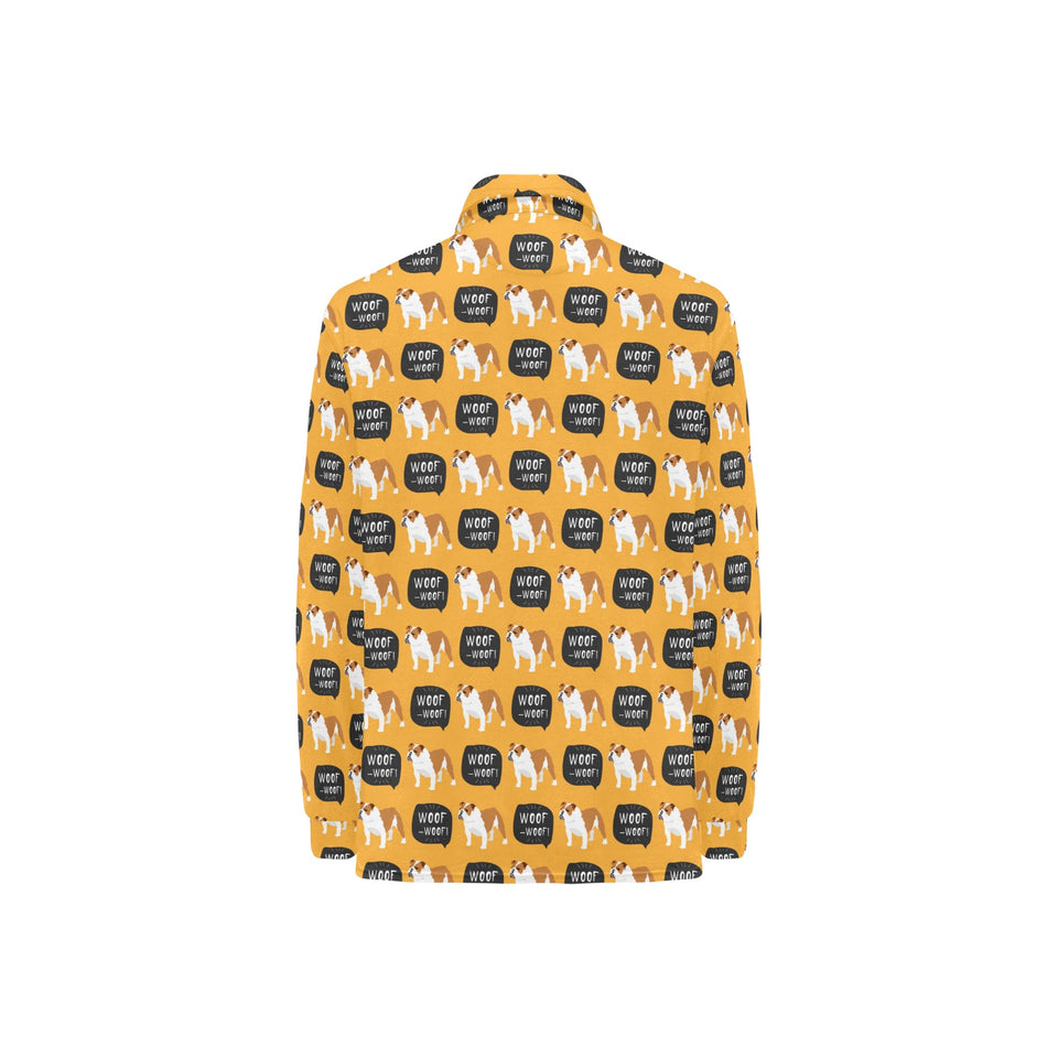 English Bulldog Pattern Print Design 04 Women's Long Sleeve Polo Shirt