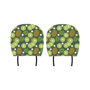 Whole sliced kiwi leave and flower Car Headrest Cover