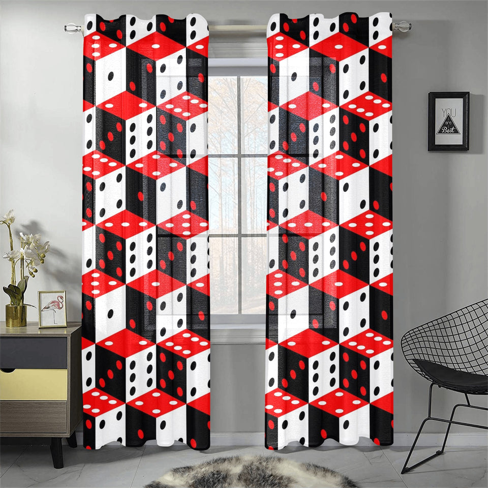 Dice Pattern Print Design 02 Gauze Curtain