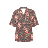fox leaves mushroom pattern Women's All Over Print Hawaiian Shirt