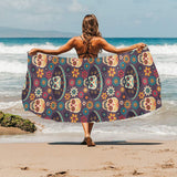 Sugar skulls flower maxican pattern Beach Towel