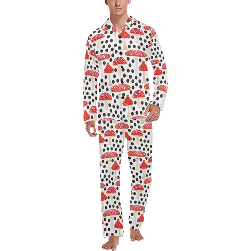 Red mushroom dot pattern Men's Long Pajama Set