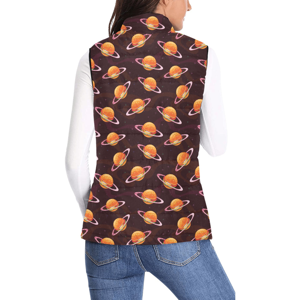 Hamburger Pattern Print Design 05 Women's Padded Vest