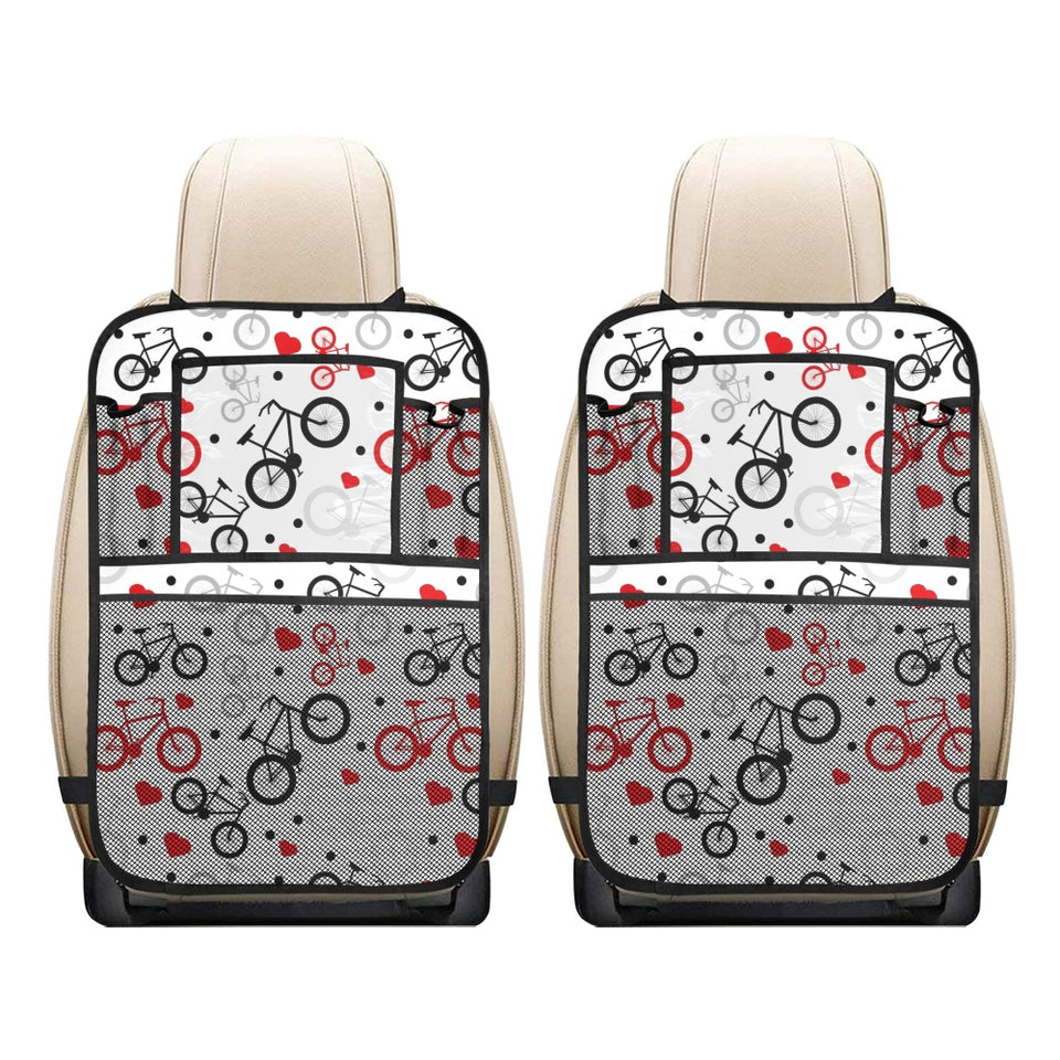 Bicycle Pattern Print Design 04 Car Seat Back Organizer