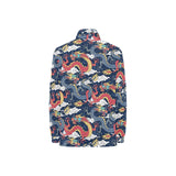 Blue red dragon cloud pattern Women's Long Sleeve Polo Shirt