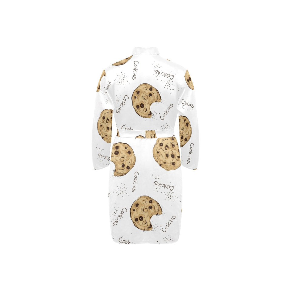 Sketch style cookie pattern Men's Long Sleeve Belted Night Robe