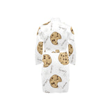 Sketch style cookie pattern Men's Long Sleeve Belted Night Robe