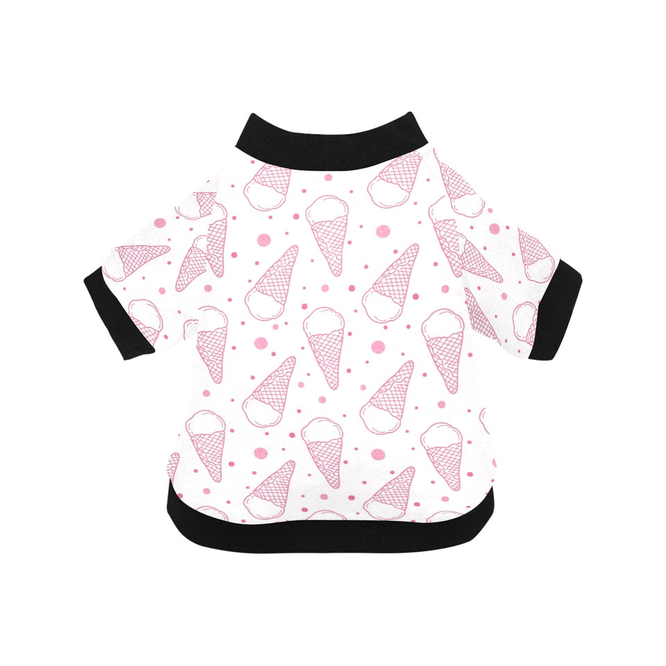Hand drawn ice cream pattern All Over Print Pet Dog Round Neck Fuzzy Shirt