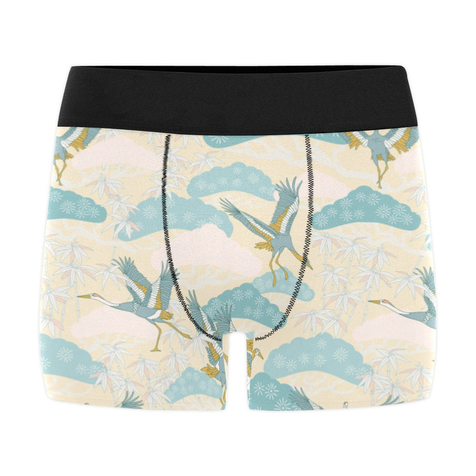 Bonsai bamboo stork japanese pattern cream theme Men's All Over Print Boxer Briefs Men's Underwear