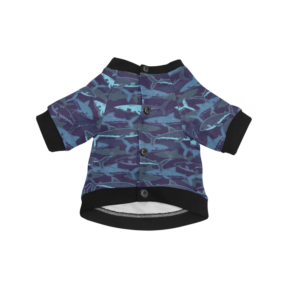 Shark pattern All Over Print Pet Dog Round Neck Fuzzy Shirt
