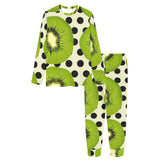 kiwi black dot background Women's All Over Print Pajama Set