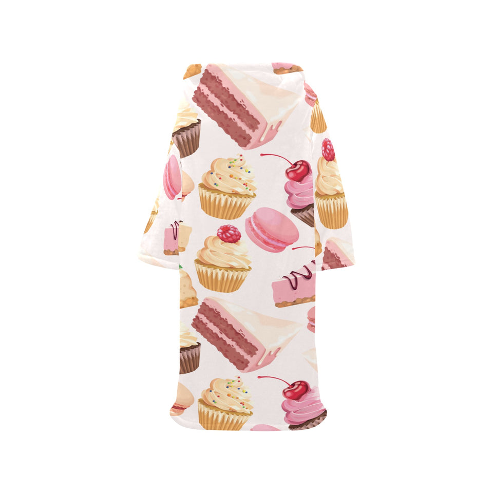 Cake cupcake sweets pattern Blanket Robe with Sleeves