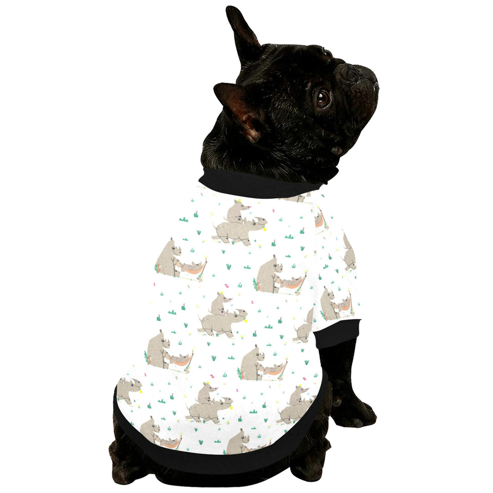 Cute Rhino pattern background All Over Print Pet Dog Round Neck Fuzzy Shirt