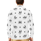 Cute french bulldog paw pattern Men's Long Sleeve Polo Shirt