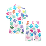 Dog Paws Pattern Print Design 01 Men's V-Neck Short Pajama Set