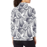 Guava tropical hand drawn pattern Women's Long Sleeve Polo Shirt