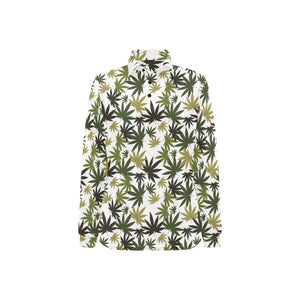 Canabis Marijuana Weed Pattern Print Design 05 Women's Long Sleeve Polo Shirt