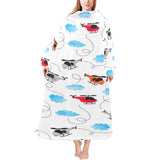 Watercolor helicopter cloud pattern Blanket Robe with Sleeves