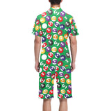 Billiard Ball Pattern Print Design 02 Men's V-Neck Short Pajama Set