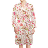 Swallow Pattern Print Design 01 Men's Long Sleeve Belted Night Robe