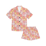 Pig Pattern Print Design 04 Kids' Boys' Girls' V-Neck Short Pajama Set