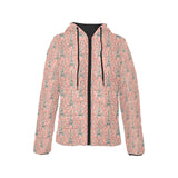 Eiffel Tower Flower Pattern Design 03 Women's Padded Hooded Jacket