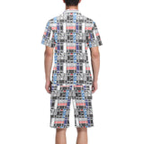 Skate Board Pattern Print Design 04 Men's V-Neck Short Pajama Set