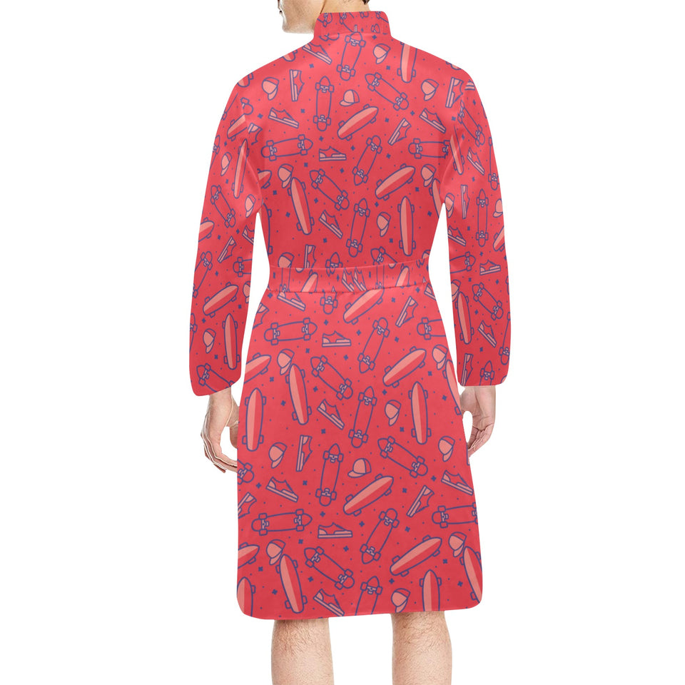 Skate Board Pattern Print Design 01 Men's Long Sleeve Belted Night Robe