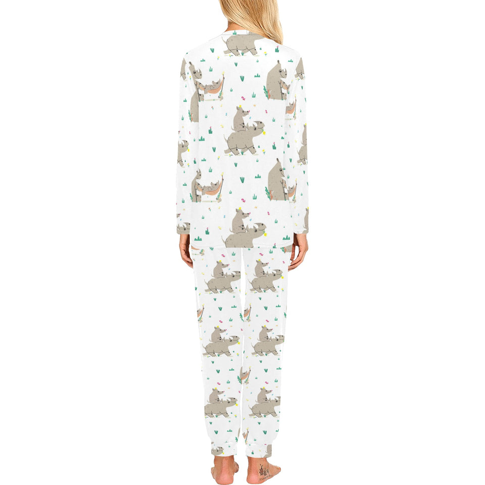 Cute Rhino pattern background Women's All Over Print Pajama Set