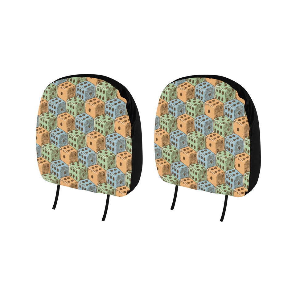 Dice Pattern Print Design 05 Car Headrest Cover