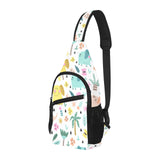 Cute elephants palm tree flower butterfly pattern All Over Print Chest Bag