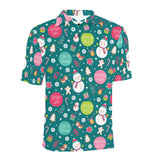 Snowman bird decorative elements christmas pattern Men's All Over Print Polo Shirt
