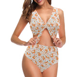 Squirrel Pattern Print Design 05 Chest Bowknot High Waisted Bikini Swimsuit