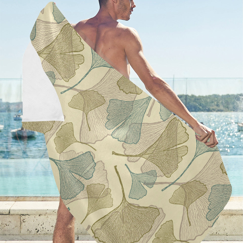 Ginkgo leaves design pattern Beach Towel