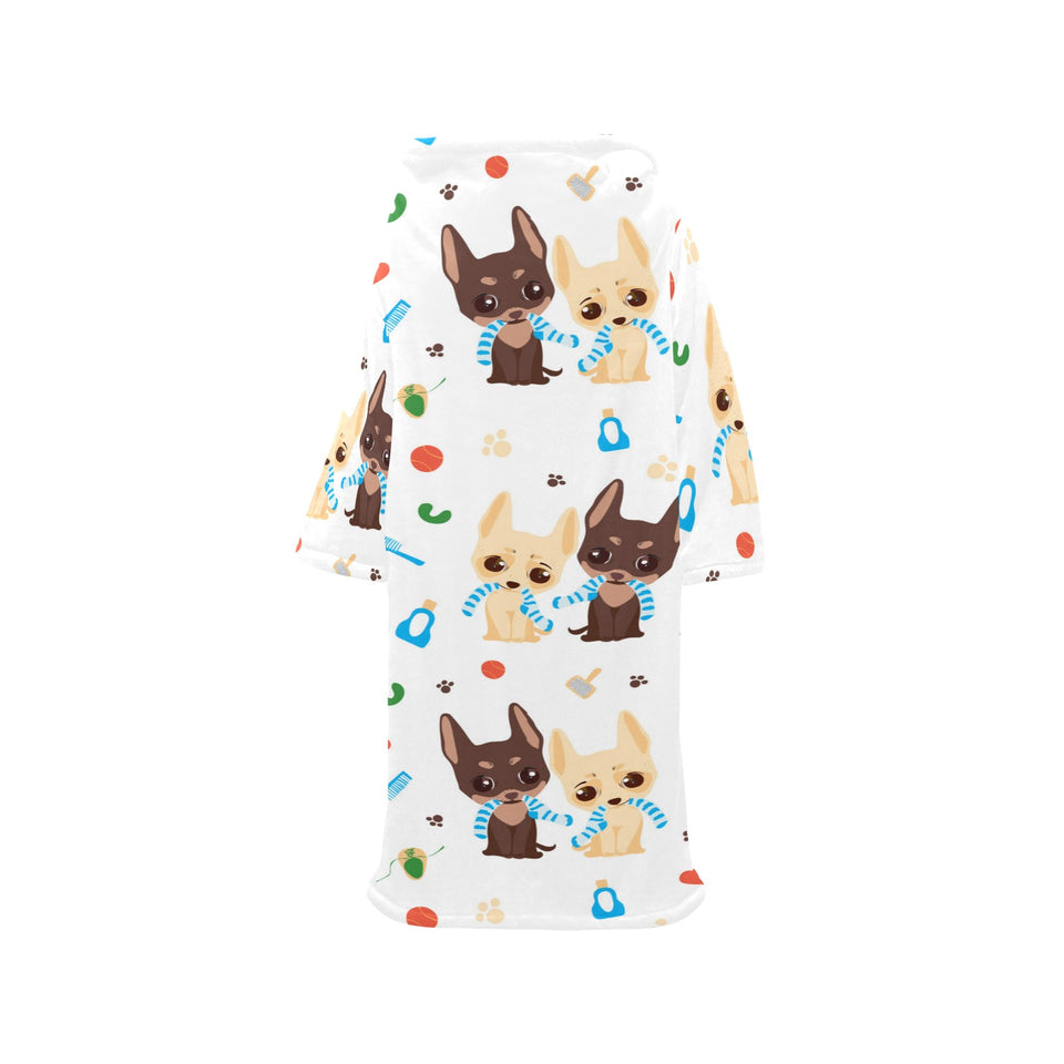 Cute Chihuahua dog pattern Blanket Robe with Sleeves